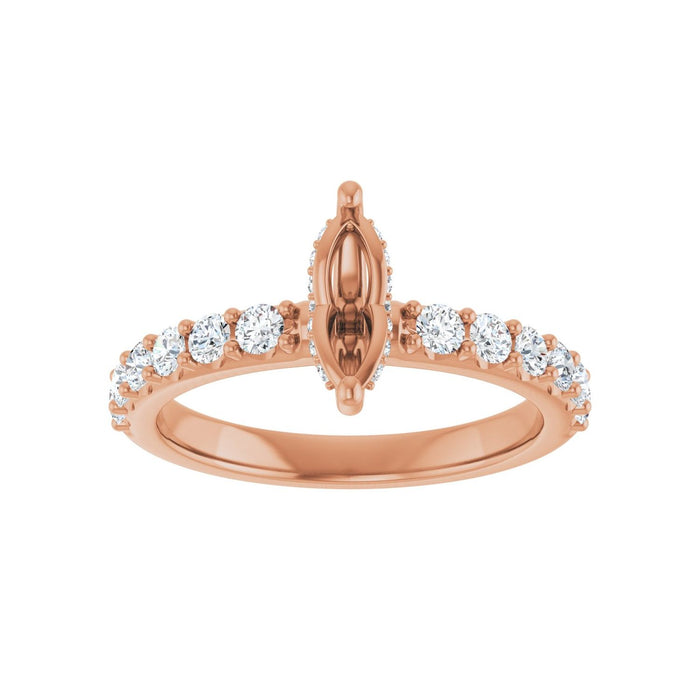 14K Rose Gold 8x 4 mm Marquise 1/2 CTW Lab-Grown Diamond Semi-Set Engagement Ring