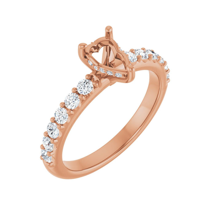 14K Rose Gold 7x 5 mm Pear 1/2 CTW Lab-Grown Diamond Semi-Set Engagement Ring