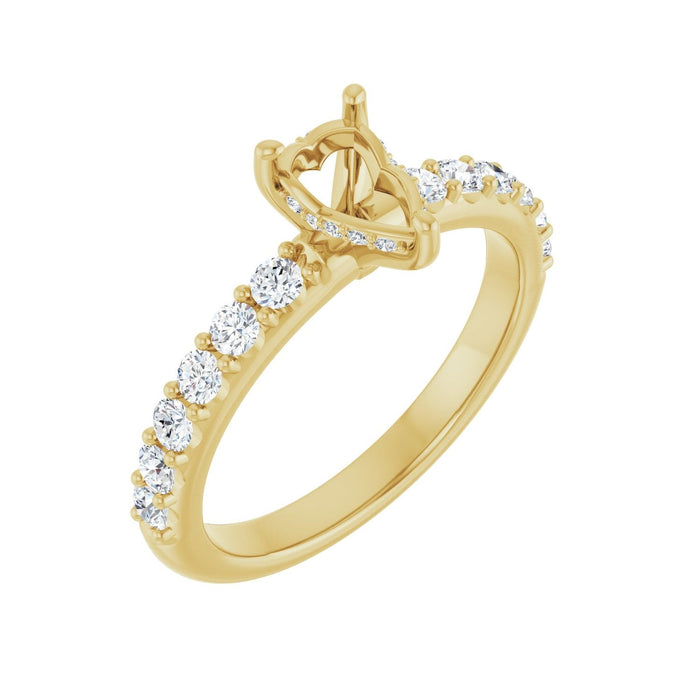 14K Yellow Gold 7x 5 mm Pear 1/2 CTW Lab-Grown Diamond Semi-Set Engagement Ring