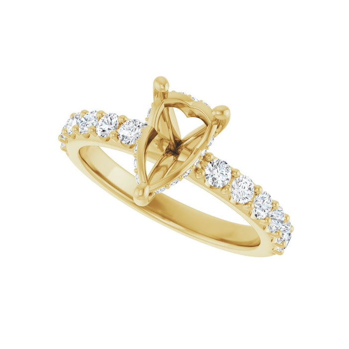 14K Yellow Gold 9x 6 mm Pear 5/8 CTW Lab-Grown Diamond Semi-Set Engagement Ring
