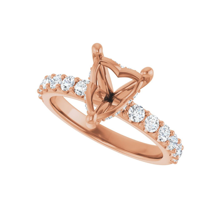 14K Rose Gold 8x 8 mm Heart 5/8 CTW Lab-Grown Diamond Semi-Set Engagement Ring