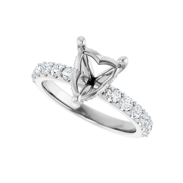 Platinum 8x 8 mm Heart 5/8 CTW Lab-Grown Diamond Semi-Set Engagement Ring