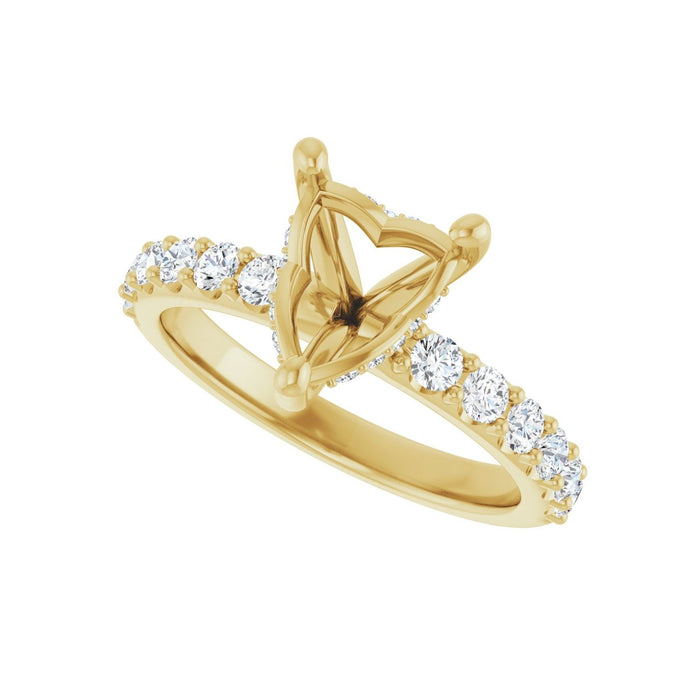 14K Yellow Gold 8x 8 mm Heart 5/8 CTW Lab-Grown Diamond Semi-Set Engagement Ring