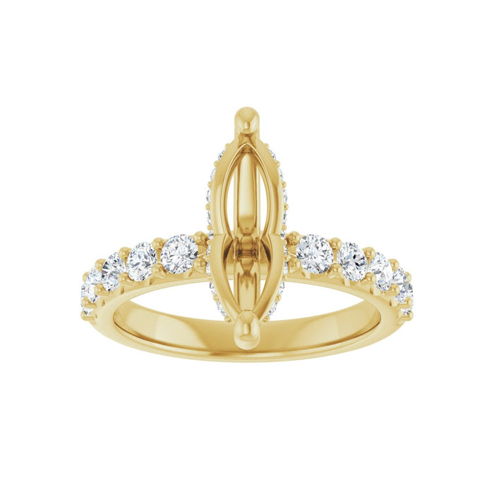 14K Yellow Gold 12x 6 mm Marquise 3/4 CTW Lab-Grown Diamond Semi-Set Engagement Ring