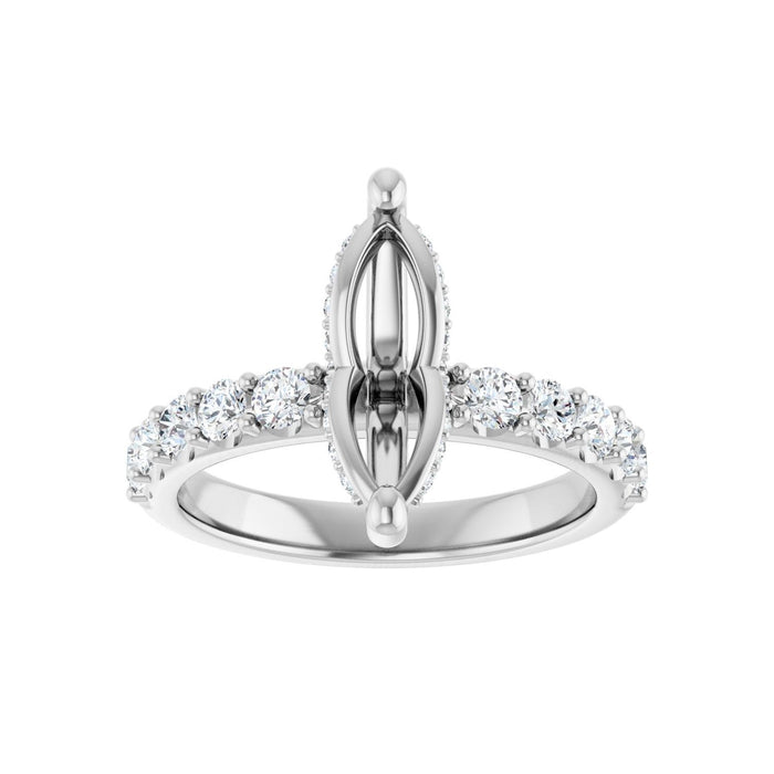 14K White Gold 12x 6 mm Marquise 3/4 CTW Lab-Grown Diamond Semi-Set Engagement Ring
