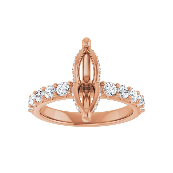 14K Rose Gold 12x 6 mm Marquise 3/4 CTW Lab-Grown Diamond Semi-Set Engagement Ring