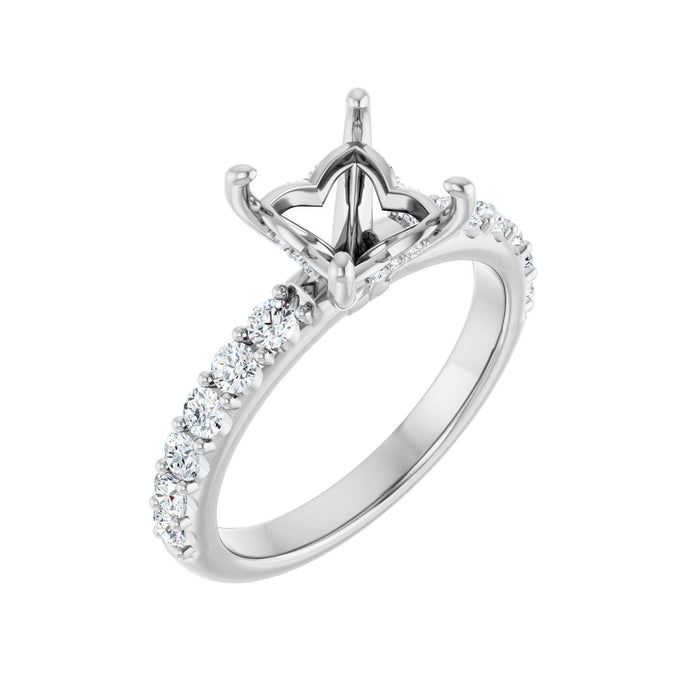 Platinum 6x 6 mm Square 1/2 CTW Lab-Grown Diamond Semi-Set Engagement Ring