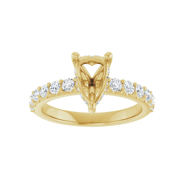 14K Yellow Gold 9x 6 mm Pear 5/8 CTW Lab-Grown Diamond Semi-Set Engagement Ring