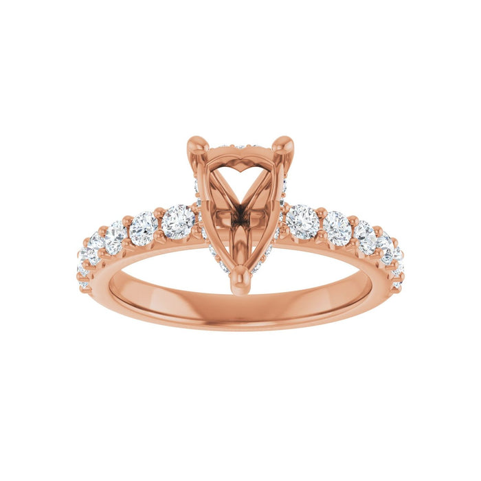 14K Rose Gold 9x 6 mm Pear 5/8 CTW Lab-Grown Diamond Semi-Set Engagement Ring