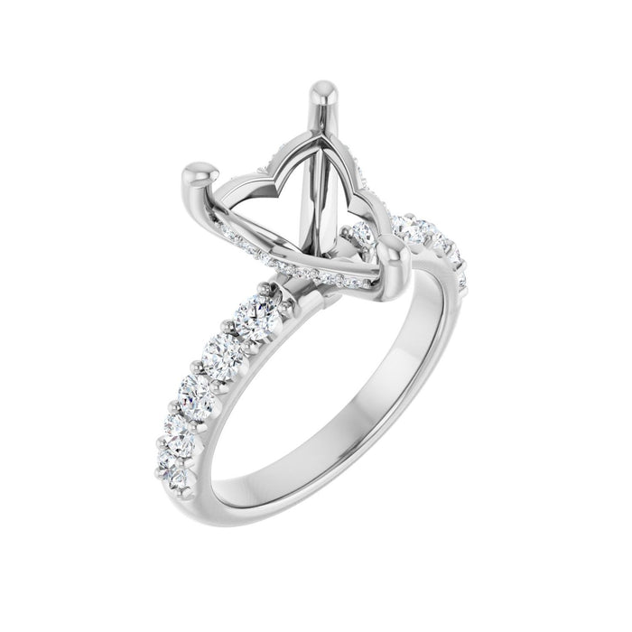 14K White Gold 10x 10 mm Heart 3/4 CTW Lab-Grown Diamond Semi-Set Engagement Ring