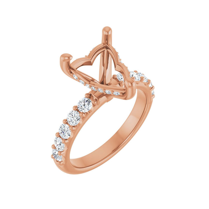 14K Rose Gold 10x 10 mm Heart 3/4 CTW Lab-Grown Diamond Semi-Set Engagement Ring