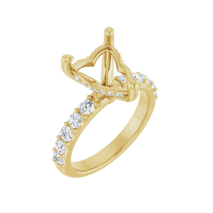 14K Yellow Gold 10x 10 mm Heart 3/4 CTW Lab-Grown Diamond Semi-Set Engagement Ring