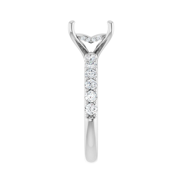 14K White Gold 7x 7 mm Square 1/2 CTW Lab-Grown Diamond Semi-Set Engagement Ring