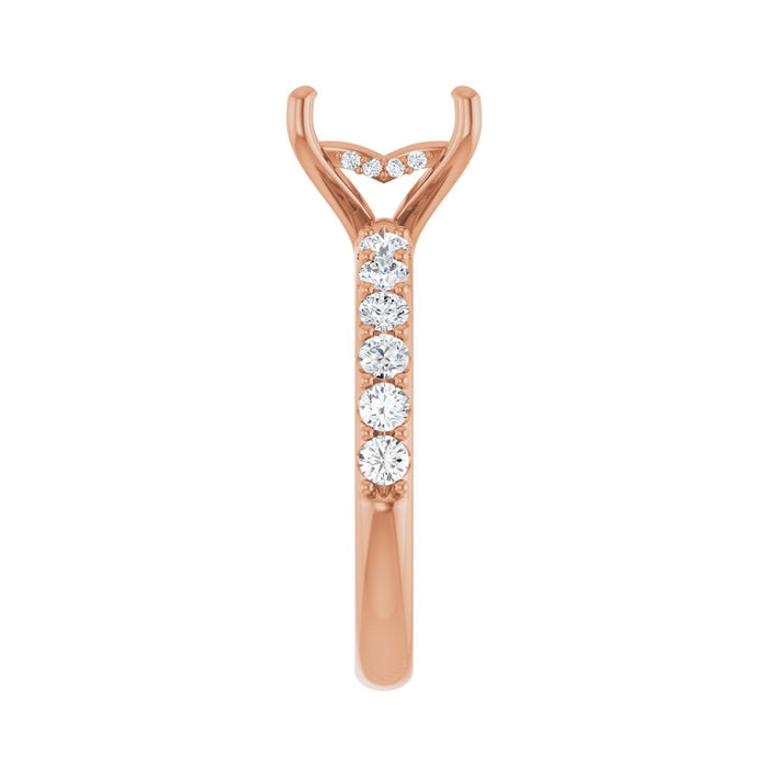 14K Rose Gold 7x 7 mm Square 1/2 CTW Lab-Grown Diamond Semi-Set Engagement Ring