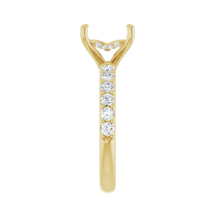 14K Yellow Gold 7x 7 mm Square 1/2 CTW Lab-Grown Diamond Semi-Set Engagement Ring