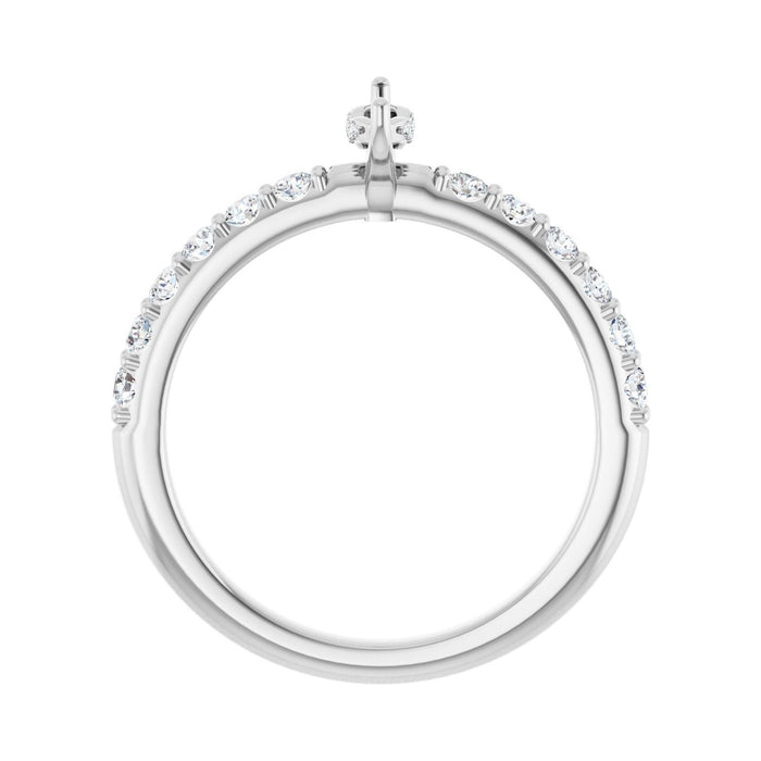 14K White Gold 6x 3 mm Marquise 3/8 CTW Lab-Grown Diamond Semi-Set Engagement Ring