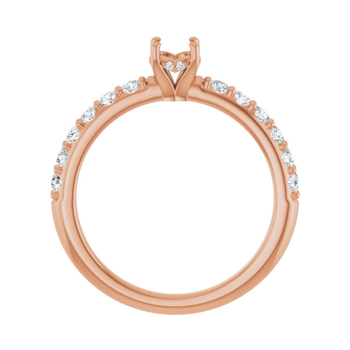 14K Rose Gold 4.4 mm Round 3/8 CTW Lab-Grown Diamond Semi-Set Engagement Ring
