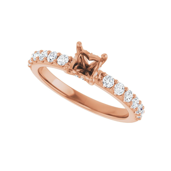 14K Rose Gold 4x 4 mm Square 3/8 CTW Lab-Grown Diamond Semi-Set Engagement Ring