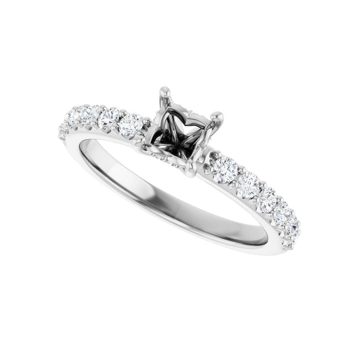14K White Gold 4x 4 mm Square 3/8 CTW Lab-Grown Diamond Semi-Set Engagement Ring
