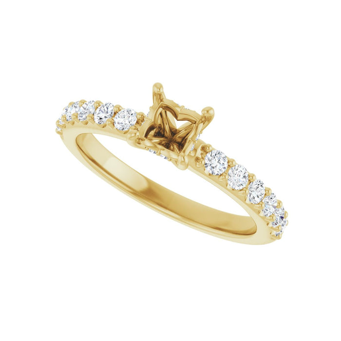 14K Yellow Gold 4x 4 mm Square 3/8 CTW Lab-Grown Diamond Semi-Set Engagement Ring