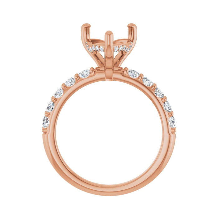 14K Rose Gold 9x 9 mm Heart 5/8 CTW Lab-Grown Diamond Semi-Set Engagement Ring