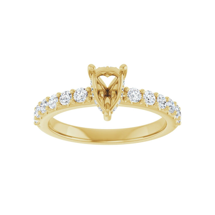 14K Yellow Gold 7x 5 mm Pear 1/2 CTW Lab-Grown Diamond Semi-Set Engagement Ring