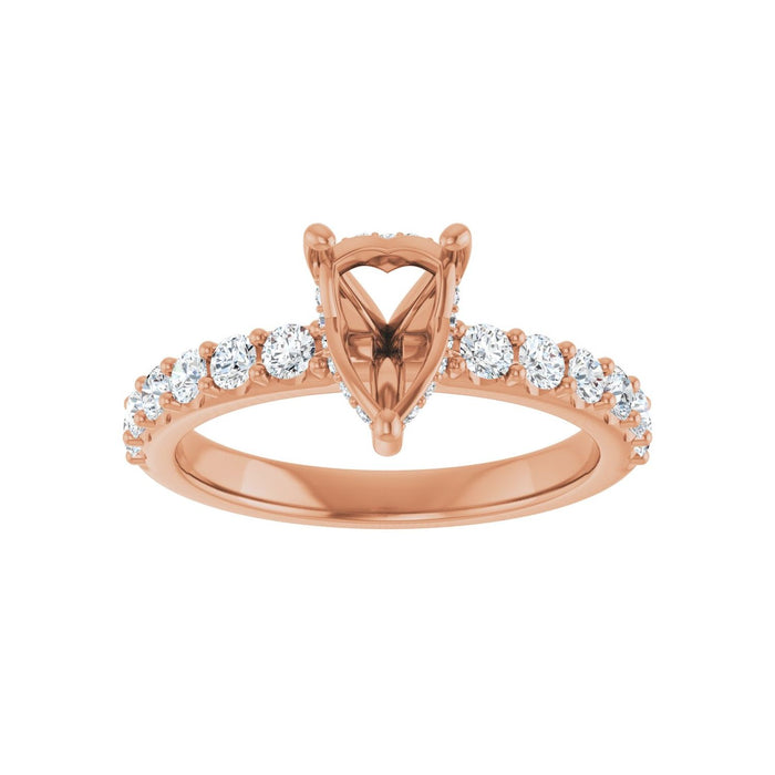 14K Rose Gold 8x 6 mm Pear 1/2 CTW Lab-Grown Diamond Semi-Set Engagement Ring