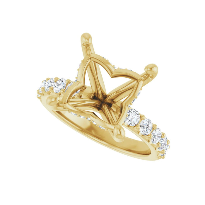 14K Yellow Gold 9x 9 mm Square 5/8 CTW Lab-Grown Diamond Semi-Set Engagement Ring