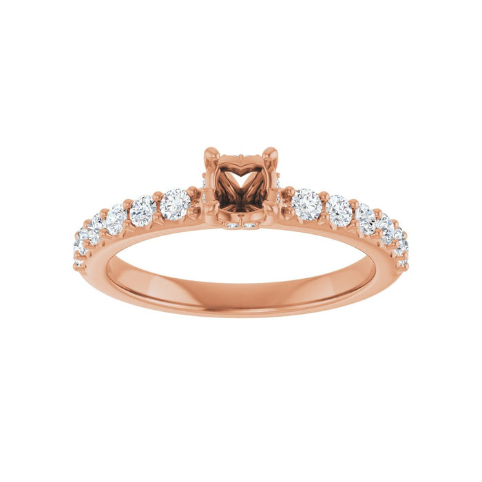 14K Rose Gold 4.4 mm Round 3/8 CTW Lab-Grown Diamond Semi-Set Engagement Ring