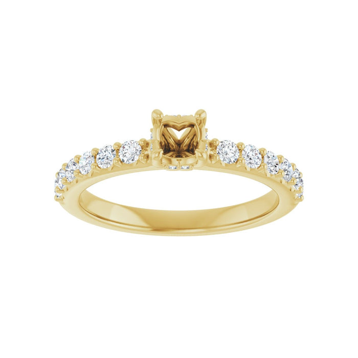 14K Yellow Gold 4.4 mm Round 3/8 CTW Lab-Grown Diamond Semi-Set Engagement Ring