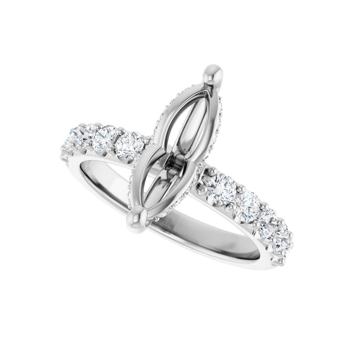 Platinum 12x 6 mm Marquise 3/4 CTW Lab-Grown Diamond Semi-Set Engagement Ring