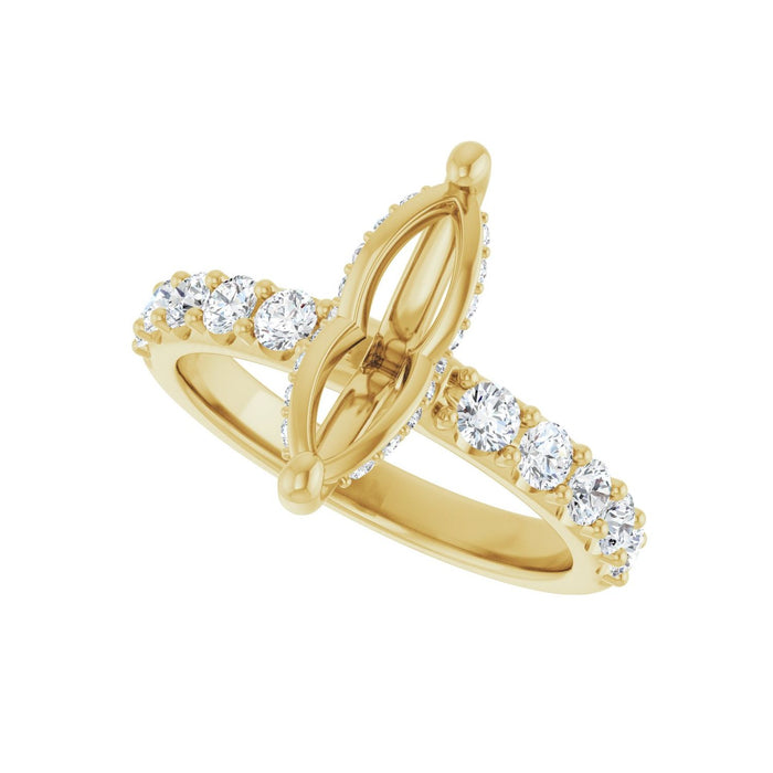 14K Yellow Gold 12x 6 mm Marquise 3/4 CTW Lab-Grown Diamond Semi-Set Engagement Ring