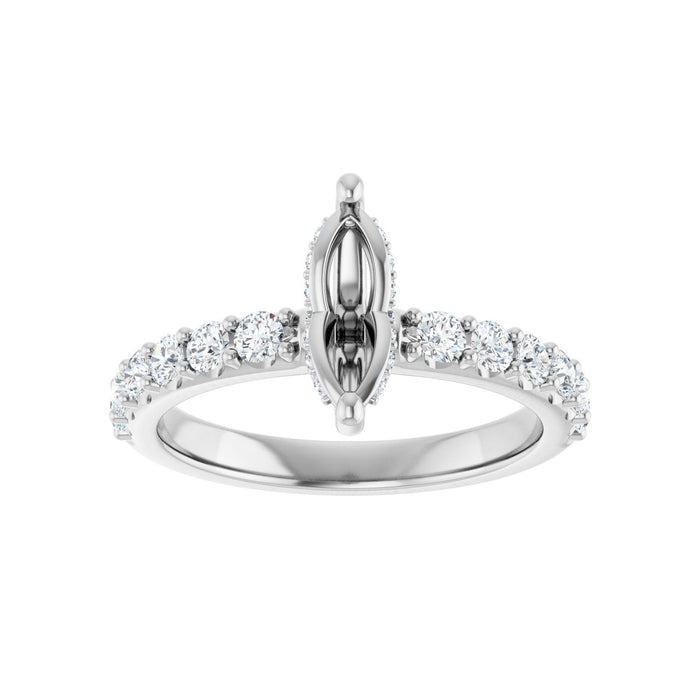 14K White Gold 9x 4.5 mm Marquise 5/8 CTW Lab-Grown Diamond Semi-Set Engagement Ring