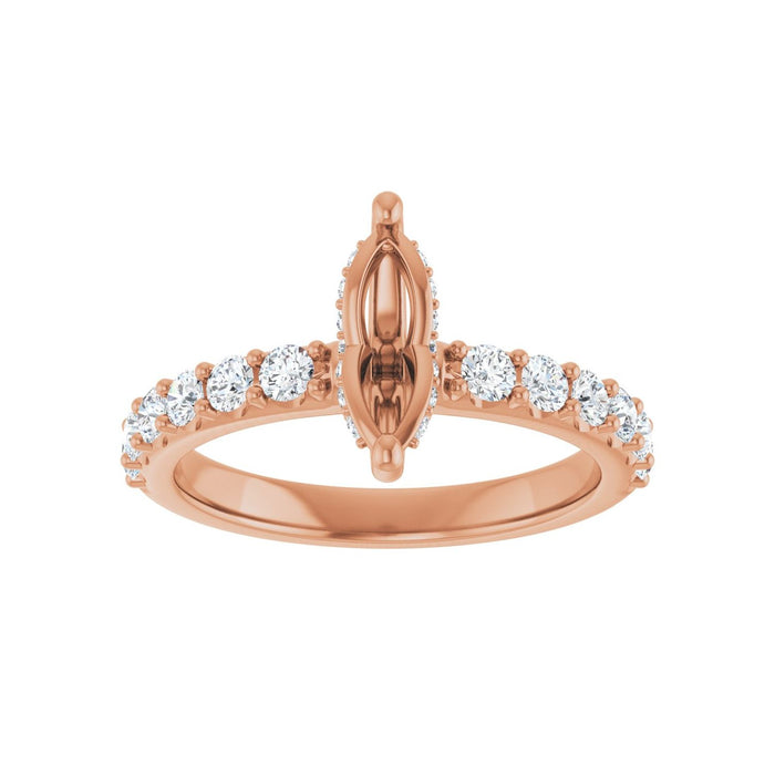 14K Rose Gold 9x 4.5 mm Marquise 5/8 CTW Lab-Grown Diamond Semi-Set Engagement Ring