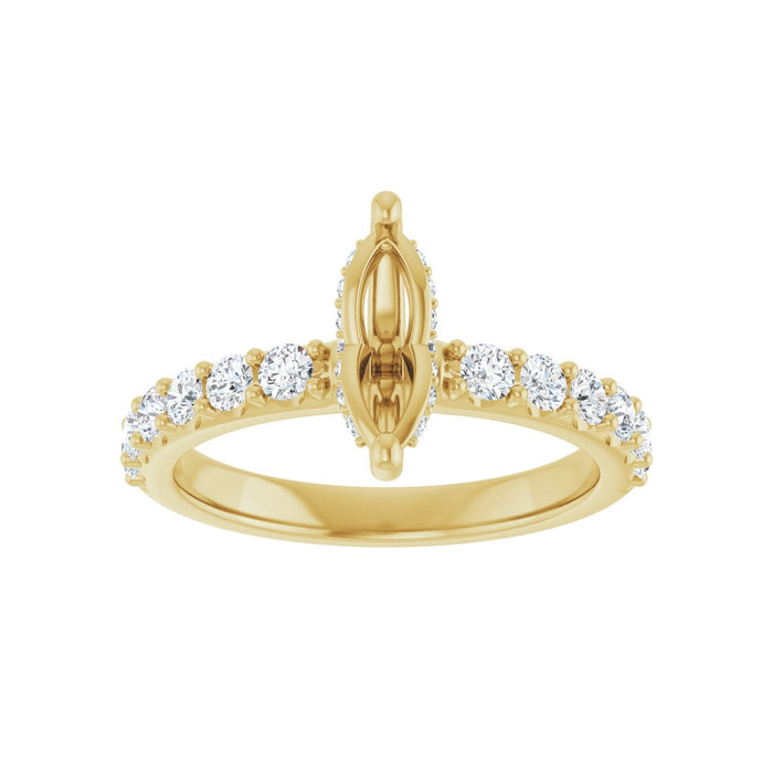 14K Yellow Gold 9x 4.5 mm Marquise 5/8 CTW Lab-Grown Diamond Semi-Set Engagement Ring