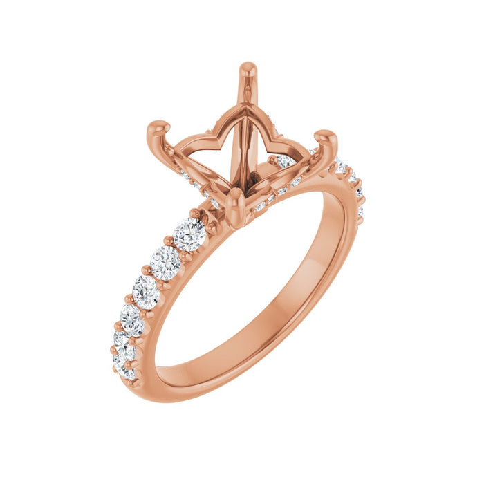 14K Rose Gold 7x 7 mm Square 1/2 CTW Lab-Grown Diamond Semi-Set Engagement Ring