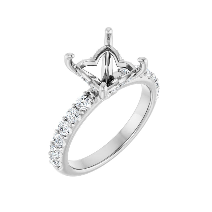 Platinum 7x 7 mm Square 1/2 CTW Lab-Grown Diamond Semi-Set Engagement Ring