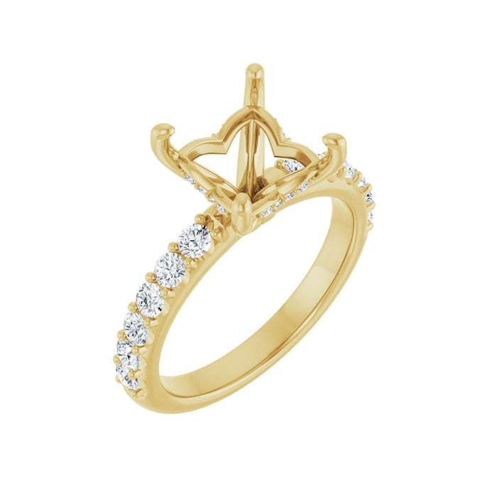 14K Yellow Gold 7x 7 mm Square 1/2 CTW Lab-Grown Diamond Semi-Set Engagement Ring