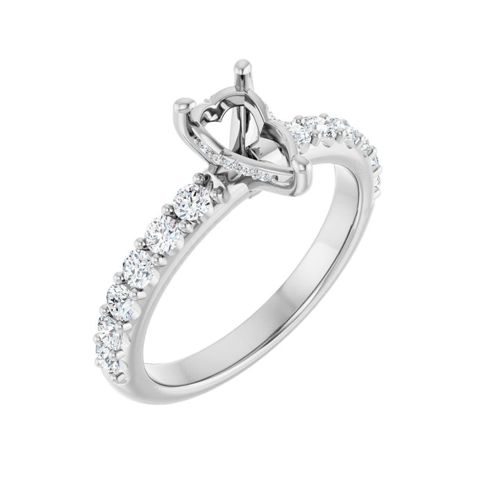 Platinum 8x 5 mm Pear 1/2 CTW Lab-Grown Diamond Semi-Set Engagement Ring