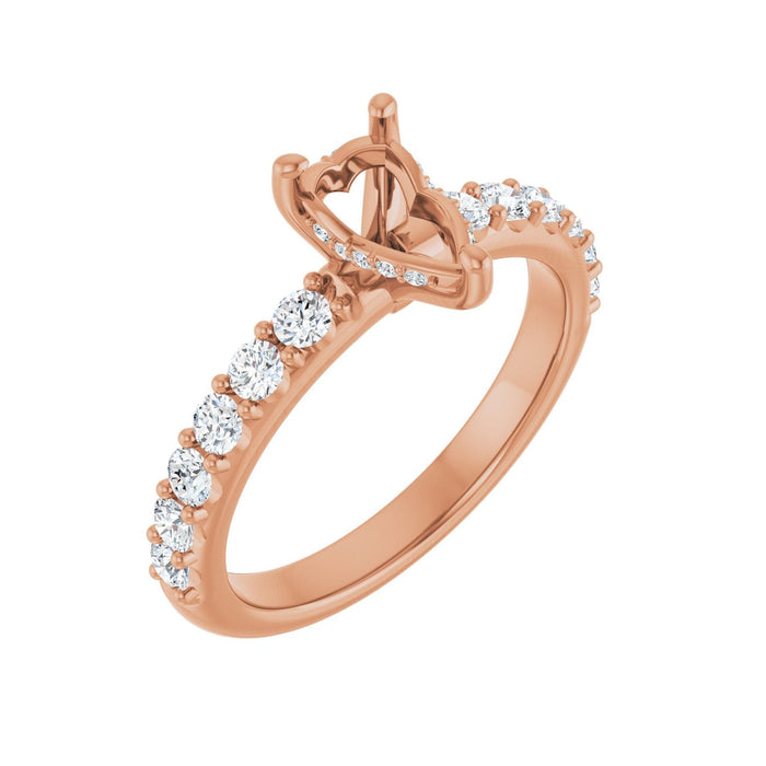 14K Rose Gold 8x 5 mm Pear 1/2 CTW Lab-Grown Diamond Semi-Set Engagement Ring