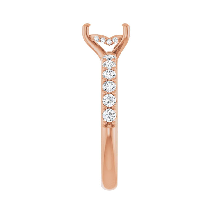 14K Rose Gold 6x 6 mm Heart 1/2 CTW Lab-Grown Diamond Semi-Set Engagement Ring
