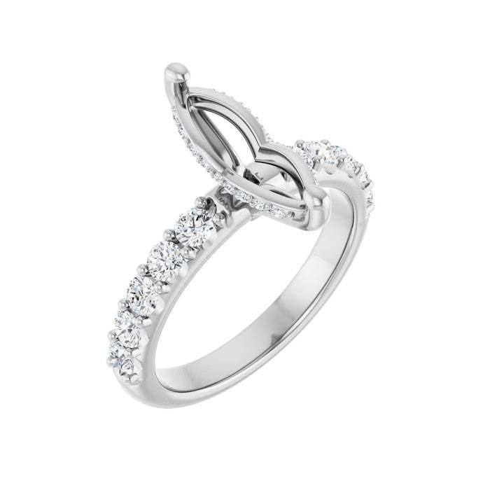 Platinum 12x 6 mm Marquise 3/4 CTW Lab-Grown Diamond Semi-Set Engagement Ring