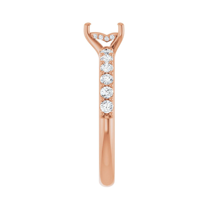14K Rose Gold 5x 5 mm Heart 3/8 CTW Lab-Grown Diamond Semi-Set Engagement Ring