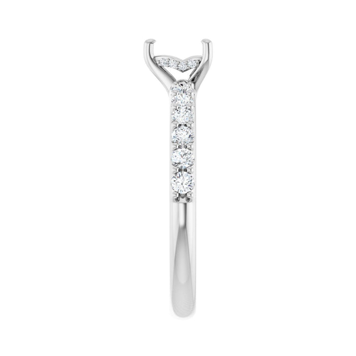 14K White Gold 5x 5 mm Heart 3/8 CTW Lab-Grown Diamond Semi-Set Engagement Ring