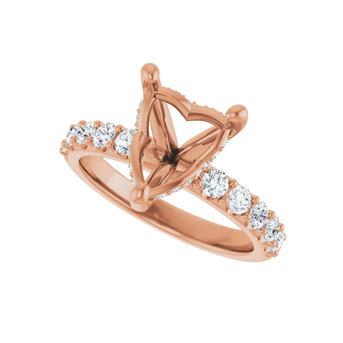 14K Rose Gold 9x 9 mm Heart 5/8 CTW Lab-Grown Diamond Semi-Set Engagement Ring