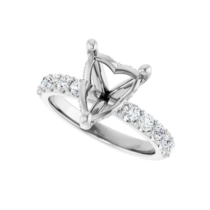 Platinum 9x 9 mm Heart 5/8 CTW Lab-Grown Diamond Semi-Set Engagement Ring