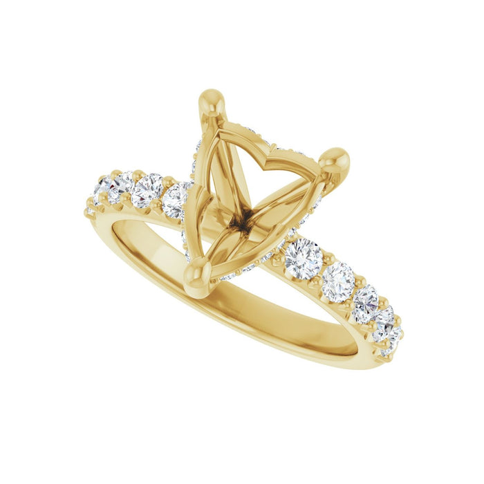 14K Yellow Gold 9x 9 mm Heart 5/8 CTW Lab-Grown Diamond Semi-Set Engagement Ring