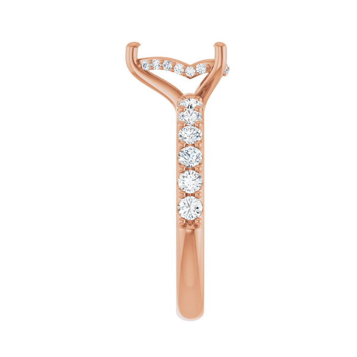 14K Rose Gold 9x 6 mm Pear 5/8 CTW Lab-Grown Diamond Semi-Set Engagement Ring