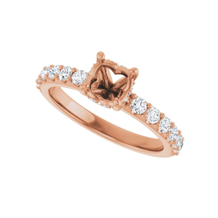 14K Rose Gold 5.8 mm Round 1/2 CTW Lab-Grown Diamond Semi-Set Engagement Ring