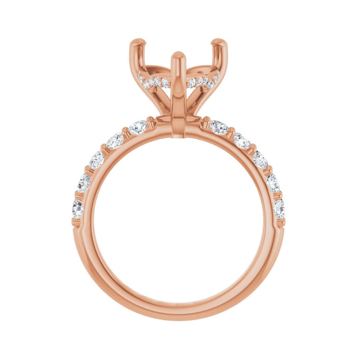 14K Rose Gold 10x 10 mm Heart 3/4 CTW Lab-Grown Diamond Semi-Set Engagement Ring